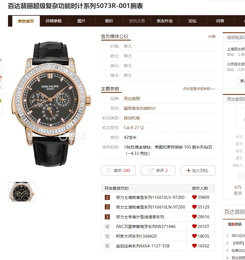 Patek Philippe Diamond Watch 5728